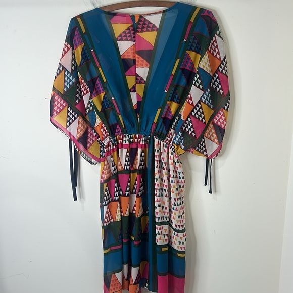 ANTHROPOLOGIE MAEVE Geometric Multicolor Print Dress Swim Cover-Up Size 4 - Picture 16 of 16